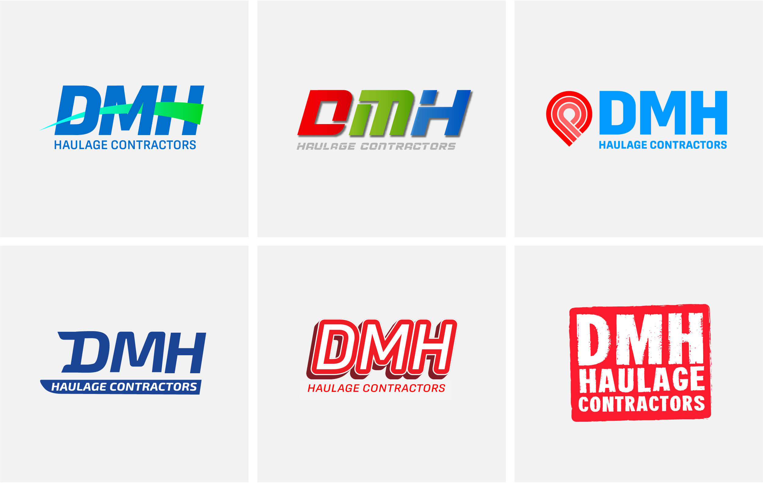 A variety of logo designs for DMH Haulage Contractors
